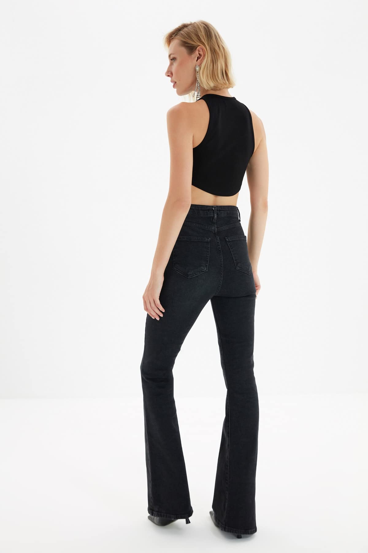 Trendyol Women's High Waist Wide Leg Flare Jeans - Stretchy Denim Pants for Casual & Retro Style | Perfect for Work, Date Night & Everyday Wear