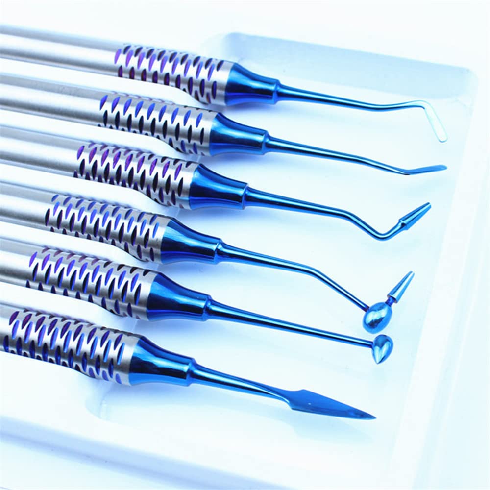 6-Piece Dental Resin Filling Kit - Titanium Plated Composite Resin Spatula Set with Thick Handle for Aesthetic Tooth Restoration | Professional Dental Tools for Dentists & DIY Home Repair