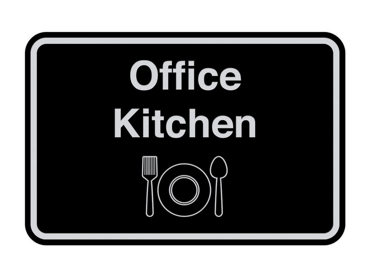 Classic Framed Office Kitchen Sign (Black/Silver) - Small Wall Decor for Home, Office & Restaurant - Perfect for Coffee Bar, Break Room & Housewarming Gifts