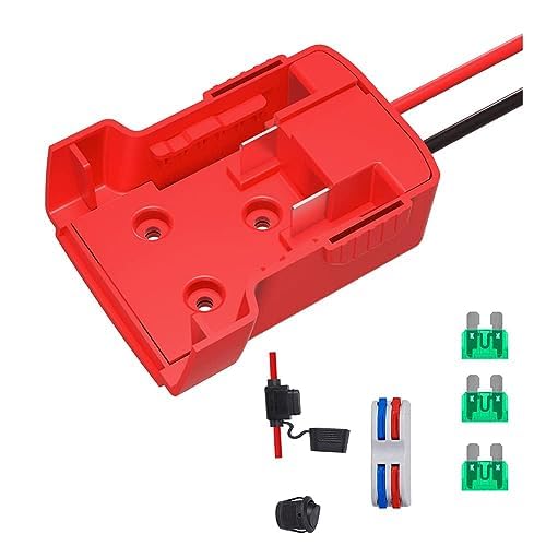 GESHUPOR Milwaukee M18 18V Battery Power Wheel Adapter with Fuse & 14AWG Wire Terminals - DIY RC Car, Robot, RC Truck Connector (1 Pack) - Perfect for Powering Remote Control Vehicles and Robotics Projects