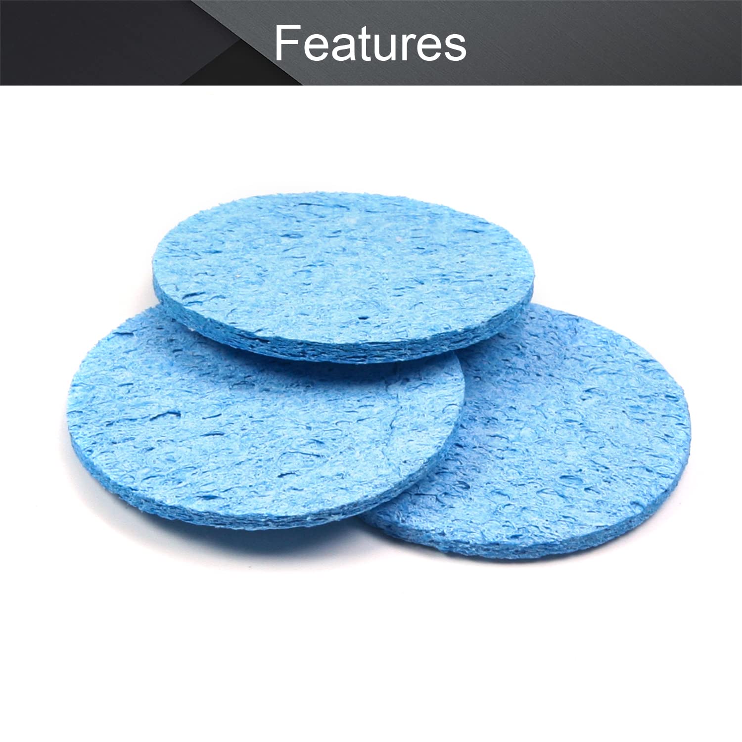 Fielect 20Pcs Blue Round Soldering Sponge 55mmx55mmx11mm - Premium Solder Tip Cleaner for Soldering Irons | Ideal for Electronics Repair, DIY Projects & Circuit Board Maintenance
