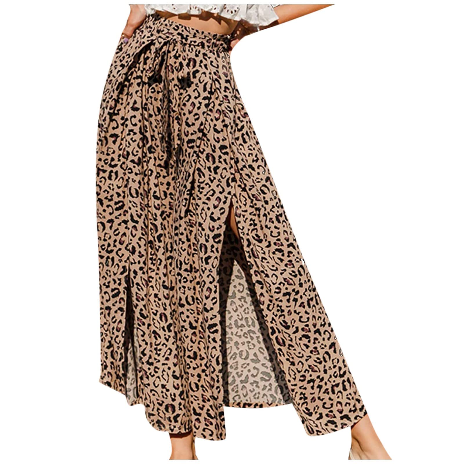 AAZJSS Women's Petite Wide Leg Dress Pants - Elastic Waist Lounge Palazzo Trousers with Drawstring & Smocked Detail | Perfect for Office, Travel & Casual Wear