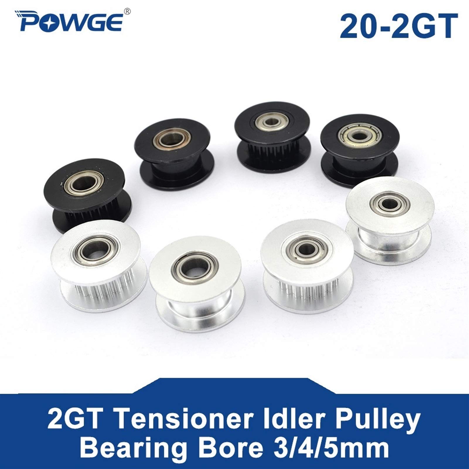 2M 2GT 20 Teeth Synchronous Timing Pulley with Bearing - 3/4/5mm Bore, 6mm Width for GT2 Timing Belts - Precision Engineered for 3D Printers, CNC Machines & Industrial Automation