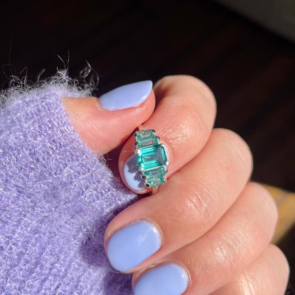 Fern Green Topaz Deco Ring – Vintage Style Art Deco Jewelry for Women – Perfect for Parties, Weddings & Special Occasions