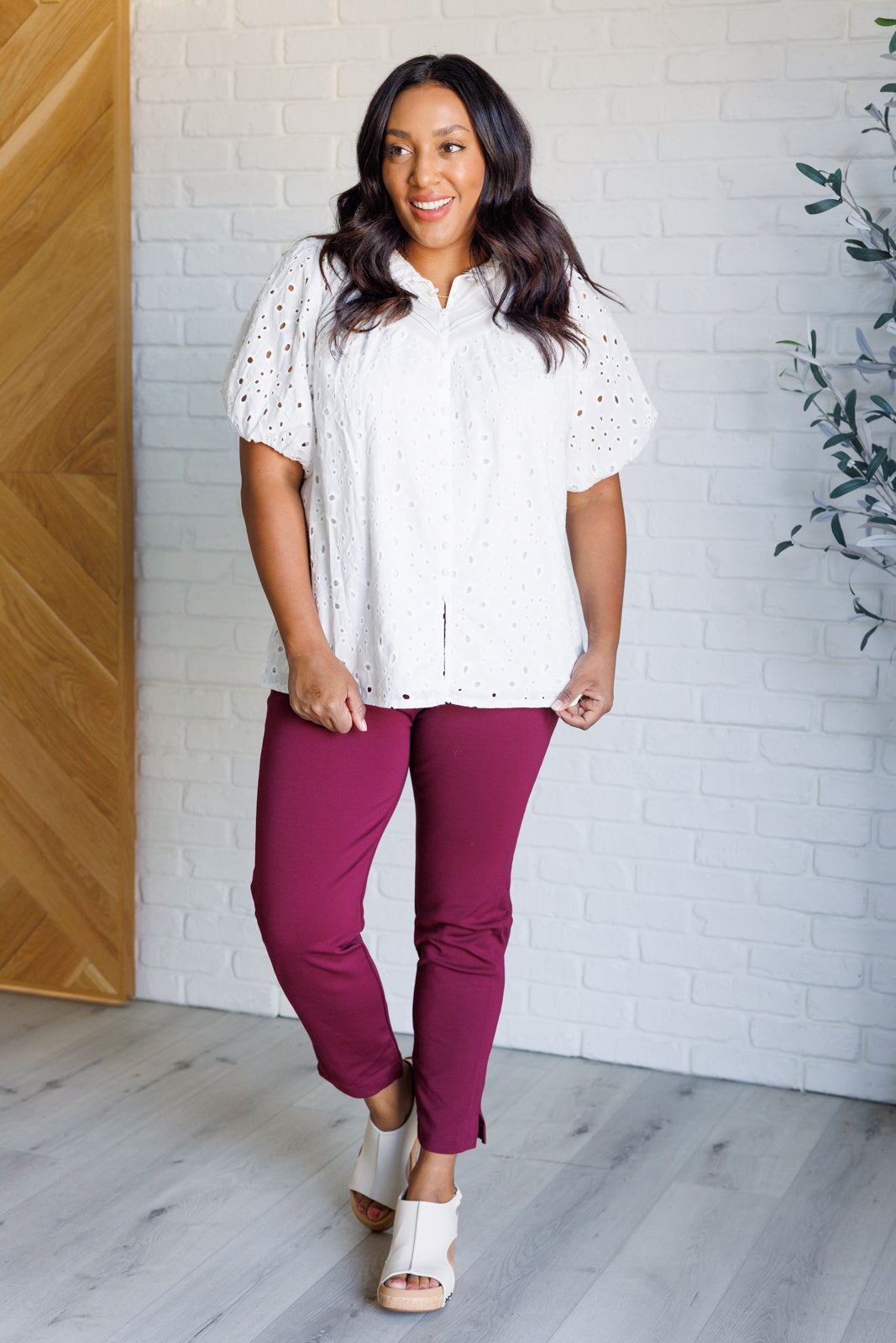 Elegant Eyelet Lace Blouse for Women - Breathable Summer Tops with Feminine Details | Perfect for Office Wear, Date Nights & Casual Outfits