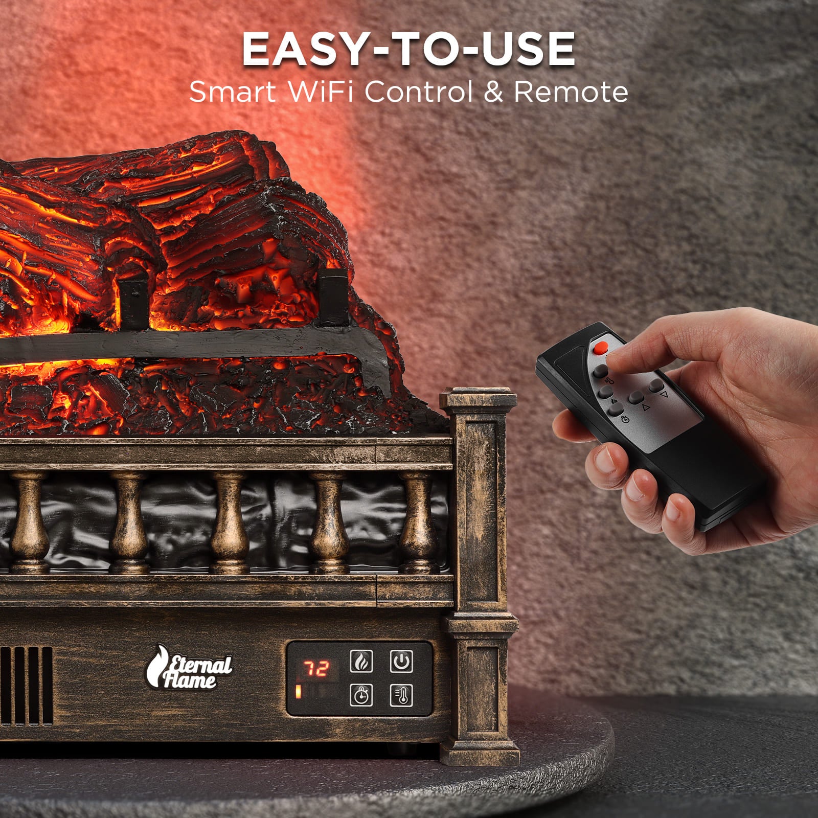 Eternal Flame EF23 PB Electric Fireplace Logs Set - Realistic Wood Burning Effect for Home & Office - Perfect for Winter Heating and Cozy Ambiance