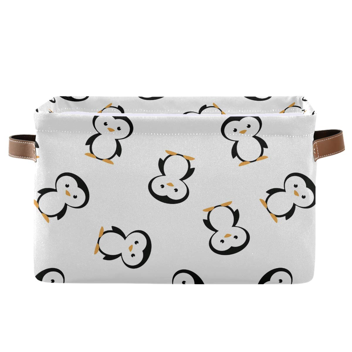 Keepreal Cartoon Penguin Storage Basket - Collapsible Fabric Bin for Home & Office Organization
