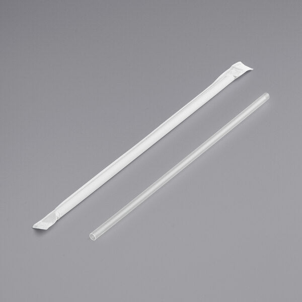 7 3/4 Inch Jumbo Clear Plastic Drinking Straws - 500 Pack/Bulk Case - Perfect for Parties, Restaurants & Smoothie Shops