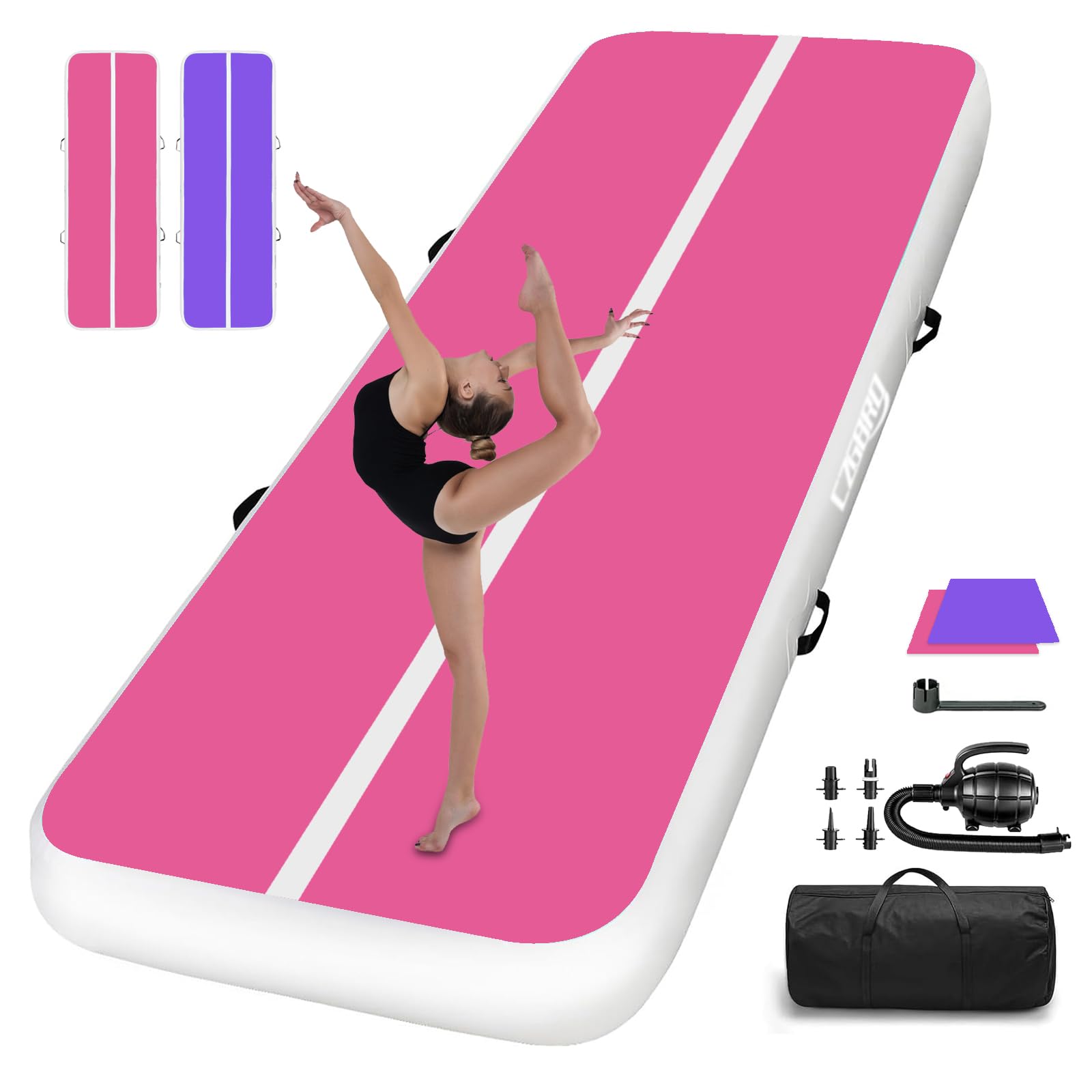 Inflatable Air Mat Tumbling Track - Foldable Gymnastics Mat with Electric Pump for Home Gym, Cheerleading Practice & Kids Yoga | Perfect for Indoor Training, Backyard Exercises & Family Fitness Activities