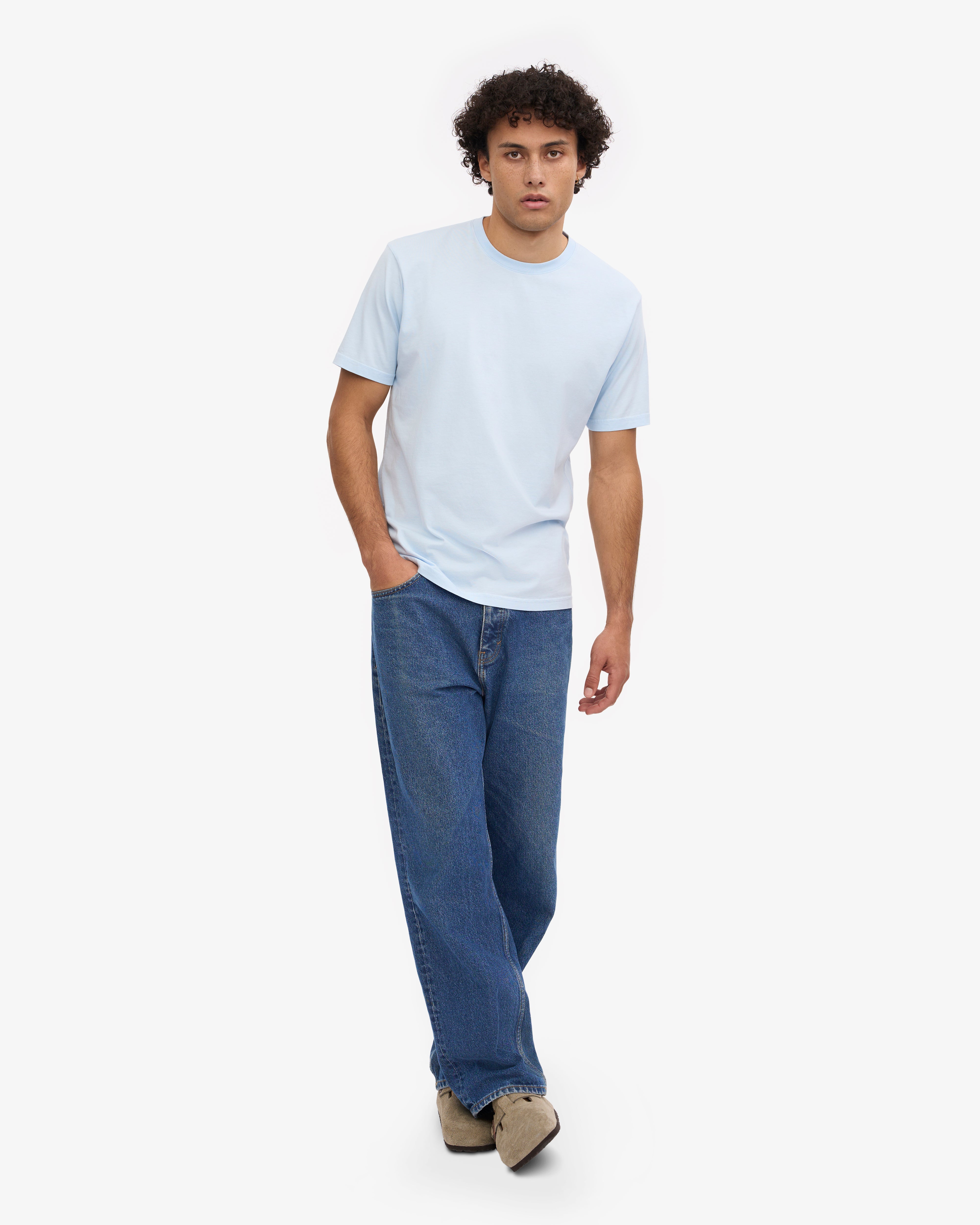 Classic Organic Cotton T-Shirt for Men & Women - Soft Polar Blue Crewneck Tee - Eco-Friendly Casual Wear for Everyday Outfits & Lounge