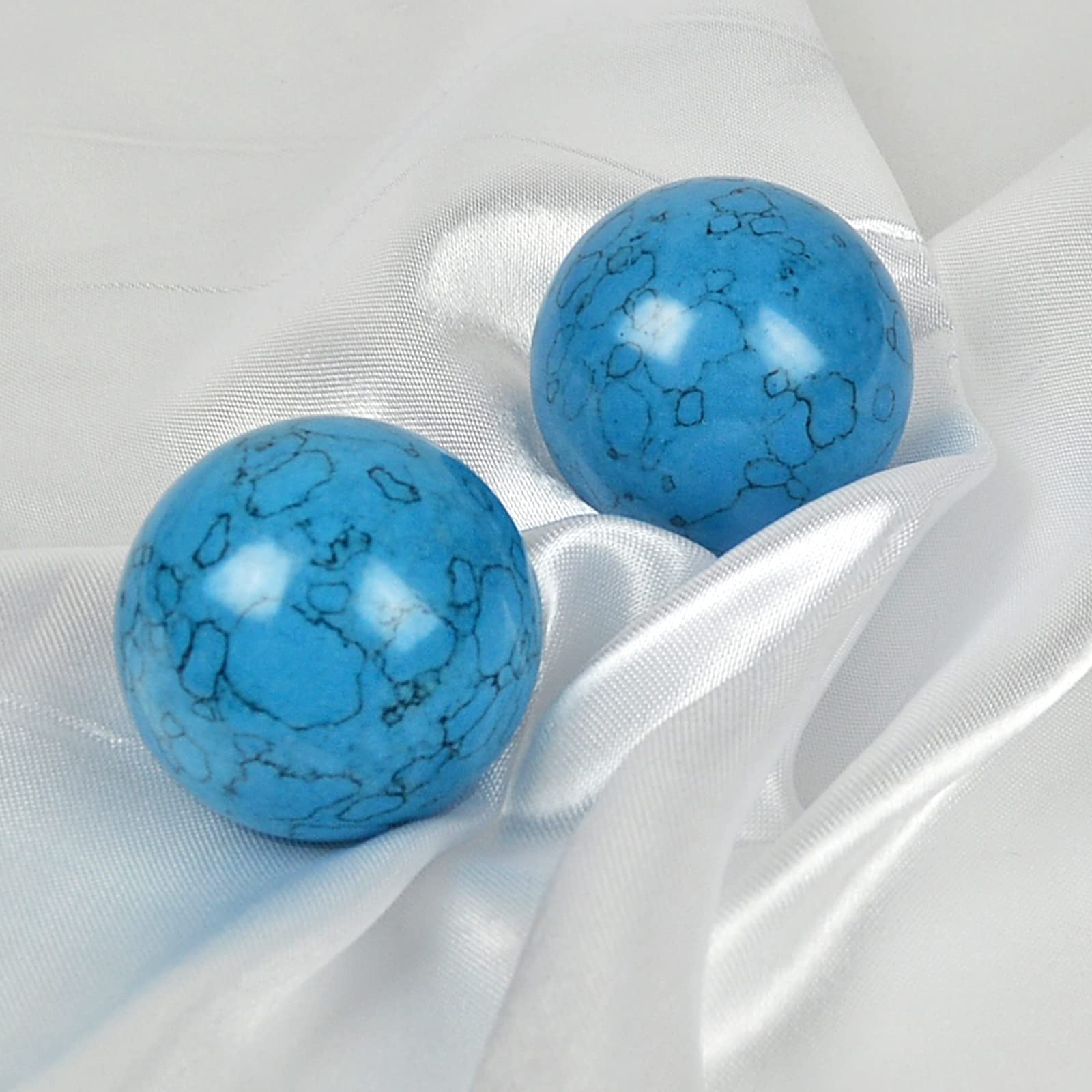 1.57 Inch Chinese Feng Shui Stone Baoding Balls - Stress Relief & Hand Exercise Therapy Balls with Gift Box (Blue) - Perfect for Meditation, Office Relaxation & Traditional Chinese Wellness Practice
