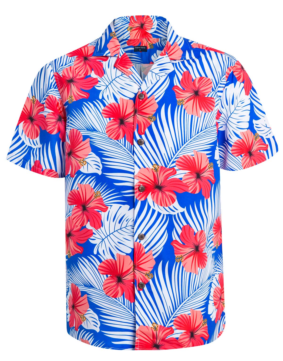 Men's Tropical Hawaiian Shirt Short Sleeve Floral Print Casual Button-Up Shirt for Beach Vacation, Summer Party & Aloha Friday Outfits