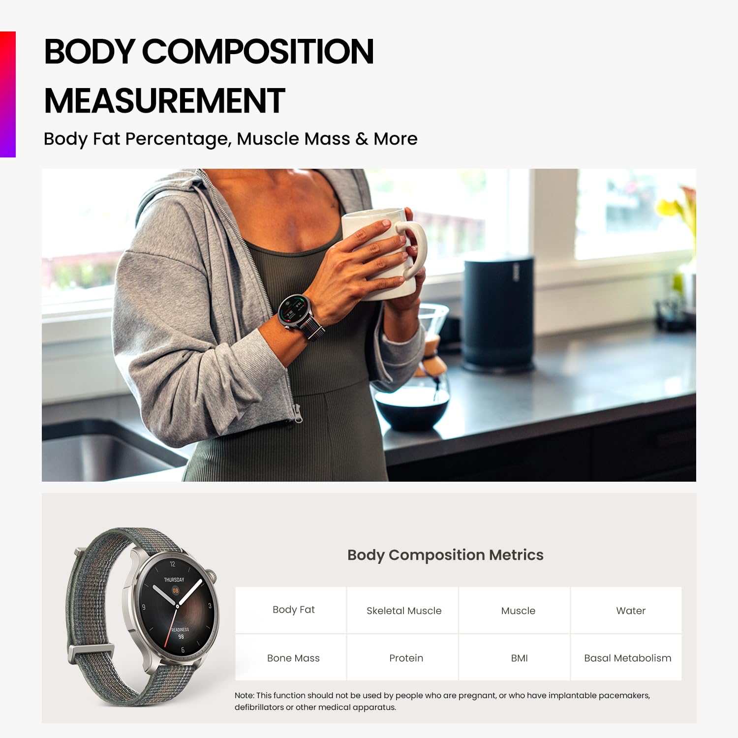 Amazfit Balance 46mm Smart Watch with Fitness Tracker, Body Composition Analysis, Sleep Monitoring, GPS, Alexa Built-In, Bluetooth Calling - Health & Activity Tracker for Android iPhone (Black) - Perfect for Workouts, Running & Daily Health Tracking
