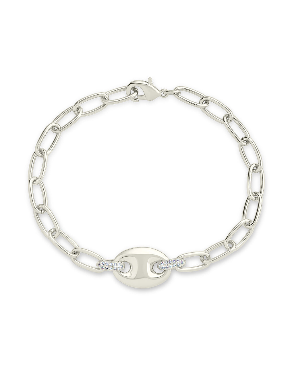 Bliss CZ Anchor Chain Bracelet for Women - Sterling Silver Adjustable Link Bracelet with Cubic Zirconia, Perfect for Everyday Wear, Gifts & Special Occasions