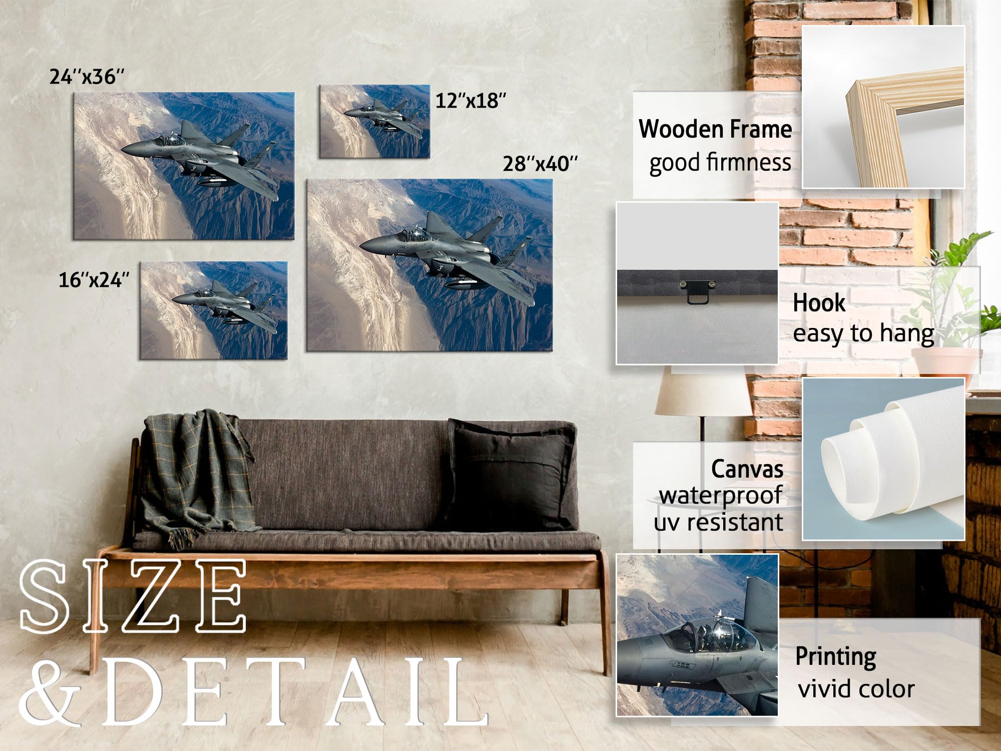 US Air Force F-15E Strike Eagle Jet Fighter Aviation Wall Art Poster - 28x40 Inch Military Decor, Airplane Pictures for Home & Office, Man Cave, Bedroom, Game Room, Bar Decor - Perfect Gift for Aviation Enthusiasts & Veterans