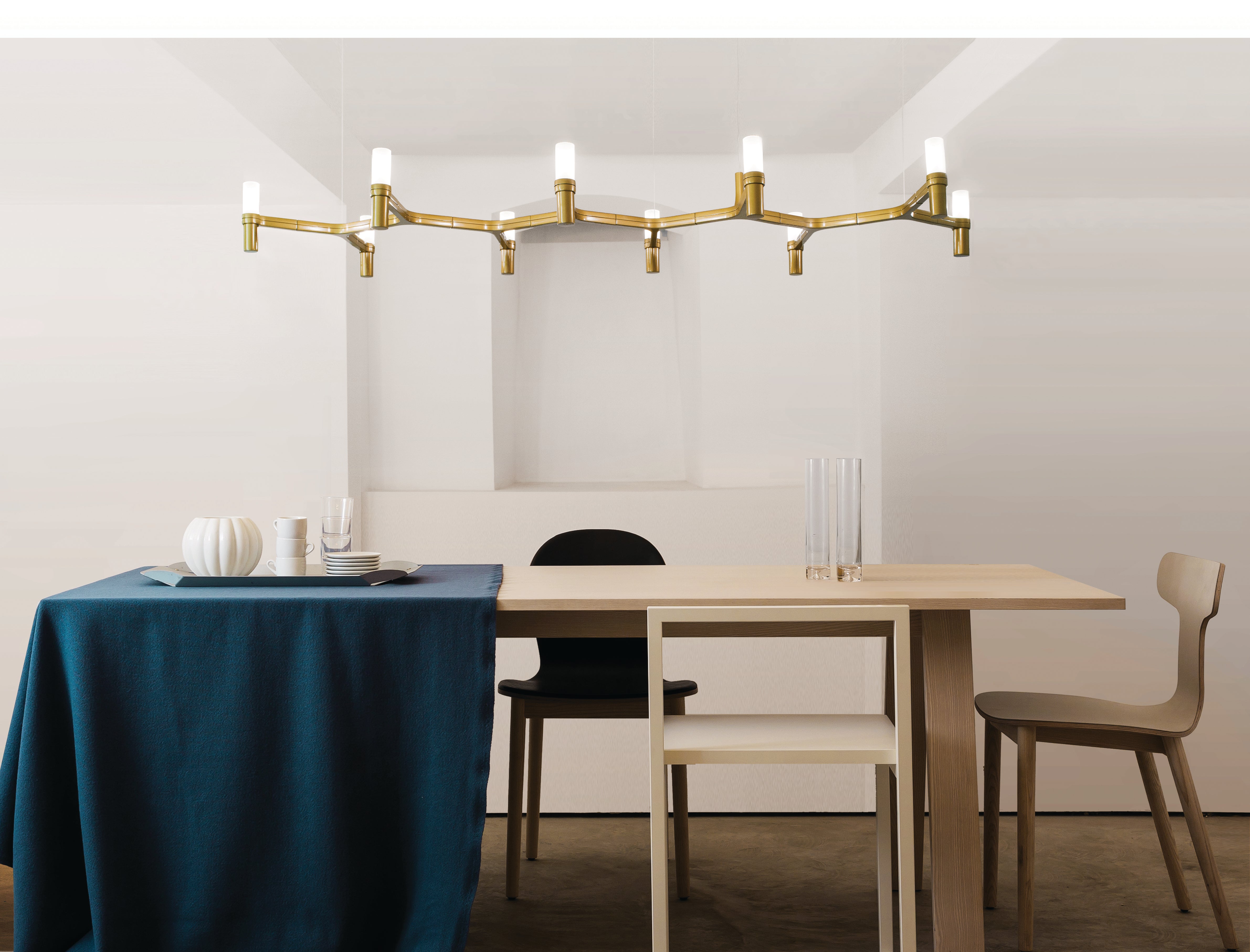 Elegant Crown Plana Linea Chandelier - Modern Crystal Ceiling Light Fixture for Dining Room, Living Room & Bedroom | Perfect for Home Decor, Wedding & Luxury Interior Design