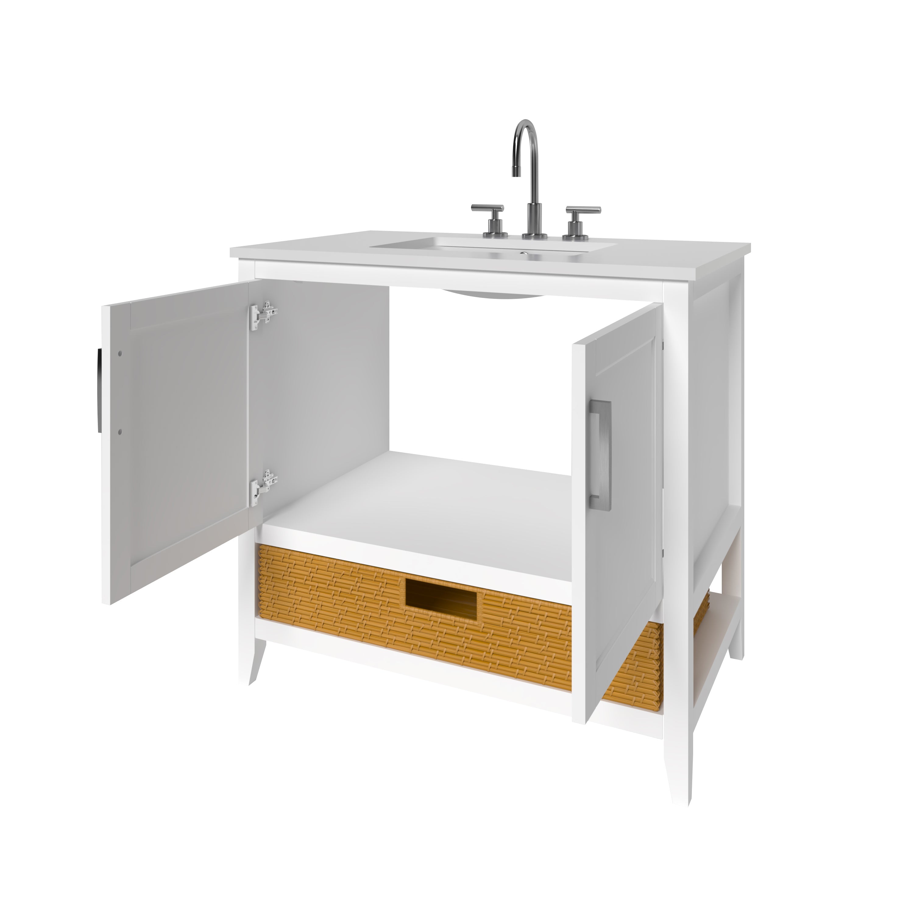 35.5 Inch White Bathroom Vanity Cabinet - Modern Freestanding Vanity for Bathroom Remodel, Small Space & Powder Room | Nearmé New York