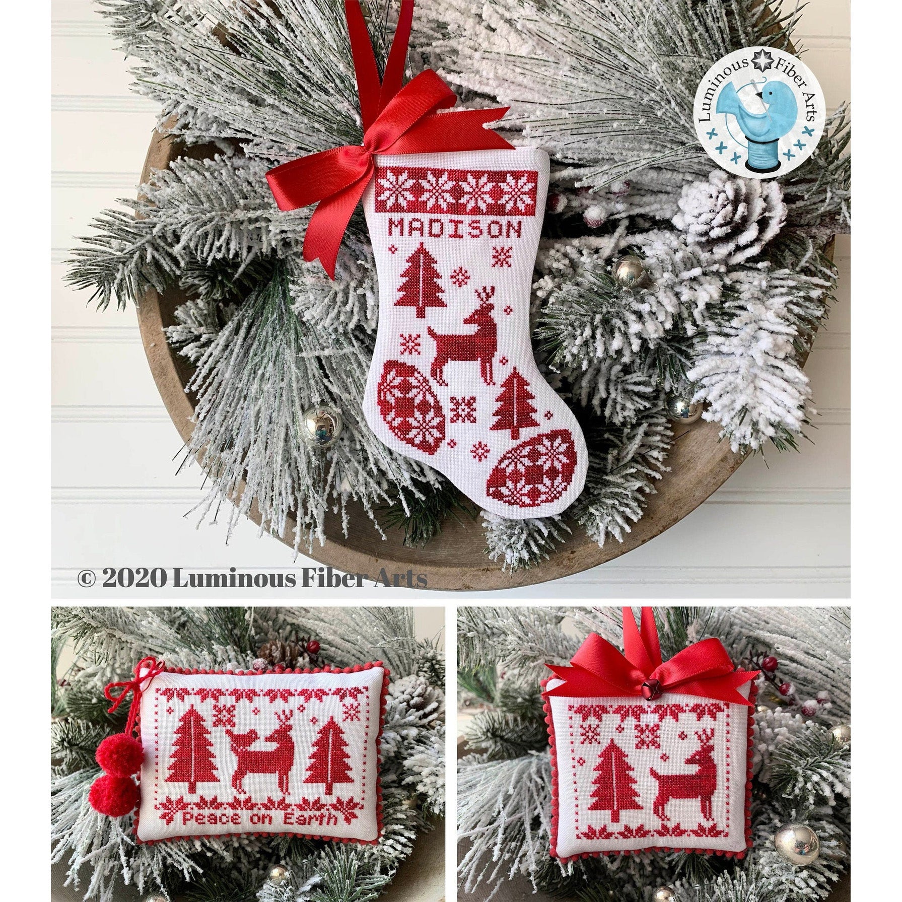 Noel Rouge Cross Stitch Pattern - Christmas Embroidery Design for Holiday Decorations, DIY Gifts & Home Crafting Projects