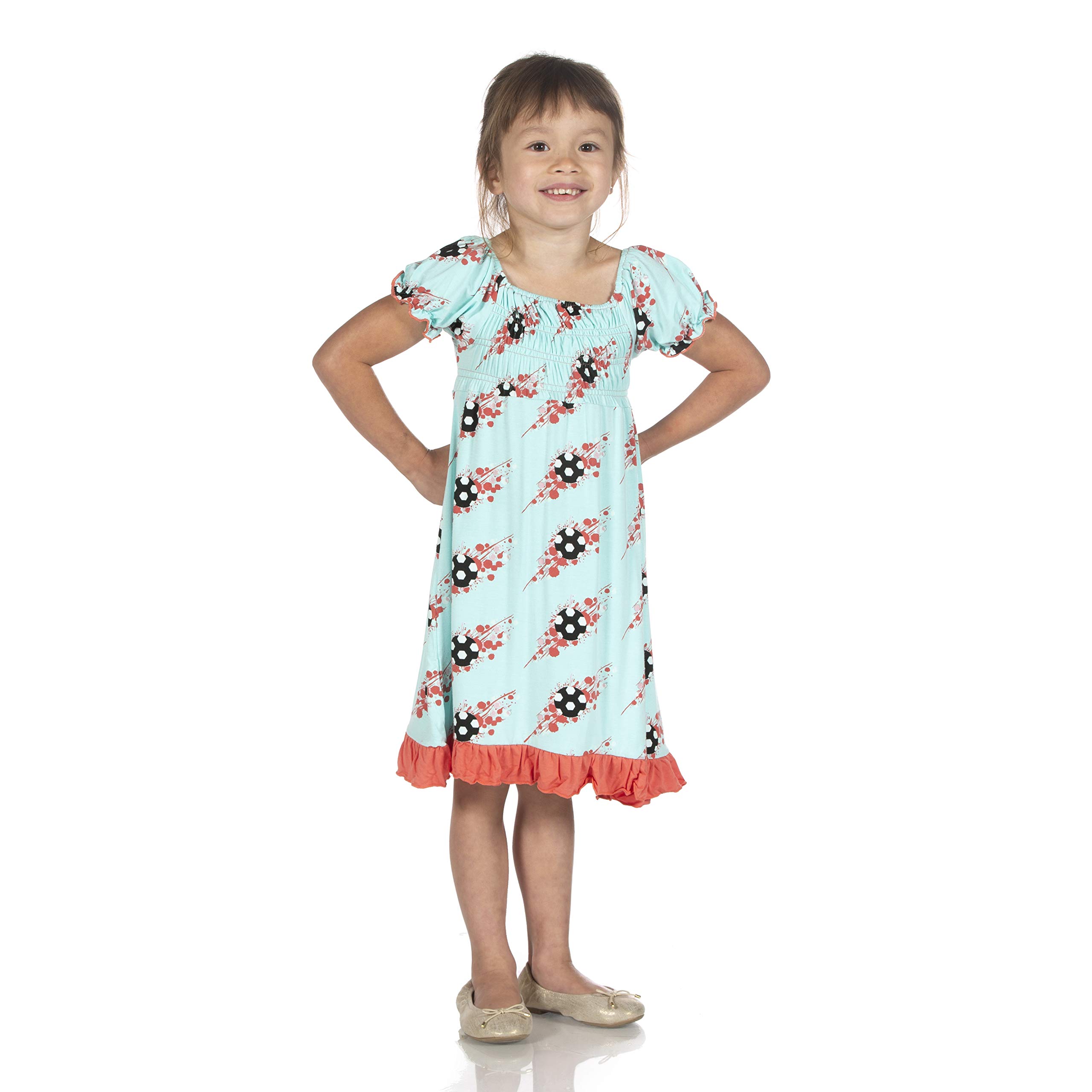 KicKee Pants Short Sleeve Gathered Dress for Girls | Unique Printed Summer & Spring Dresses | Perfect for Playdates, Beach Outings & Special Occasions