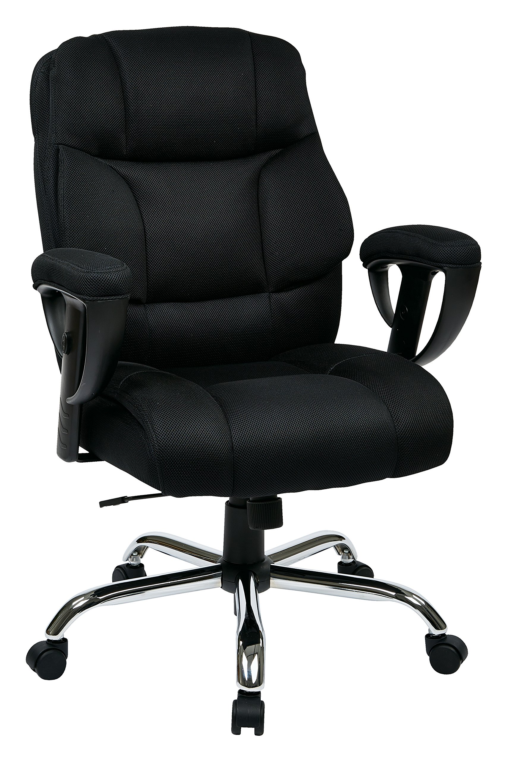 Office Star EX Series Executive Big & Tall Office Chair - Heavy Duty 350 lb Capacity, Thick Padded Seat, Adjustable Arms, Ergonomic Support - Perfect for Home Office, Gaming, and Professional Workspaces (Black)