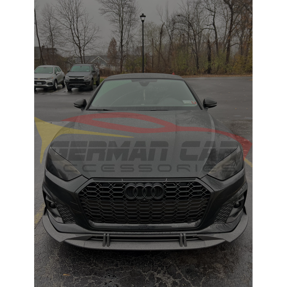 2020-2023 Audi A5/S5 B9.5 Carbon Fiber Front Lip Spoiler - 4 Piece Set for Enhanced Aerodynamics & Sporty Look | Perfect for Street Racing & Car Shows