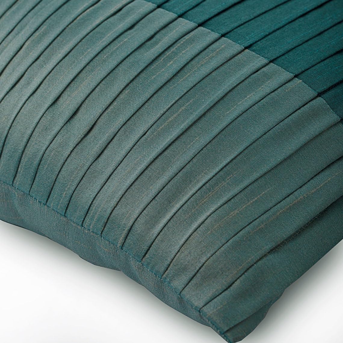 Blue Decorative Throw Pillow Cover 16x16 Inch (40x40 cm) - Soft Art Silk Couch Pillow Case with Striped Contemporary Design in Shades of Teal - Perfect for Living Room Sofa, Bedroom Decor, and Easter Home Accents