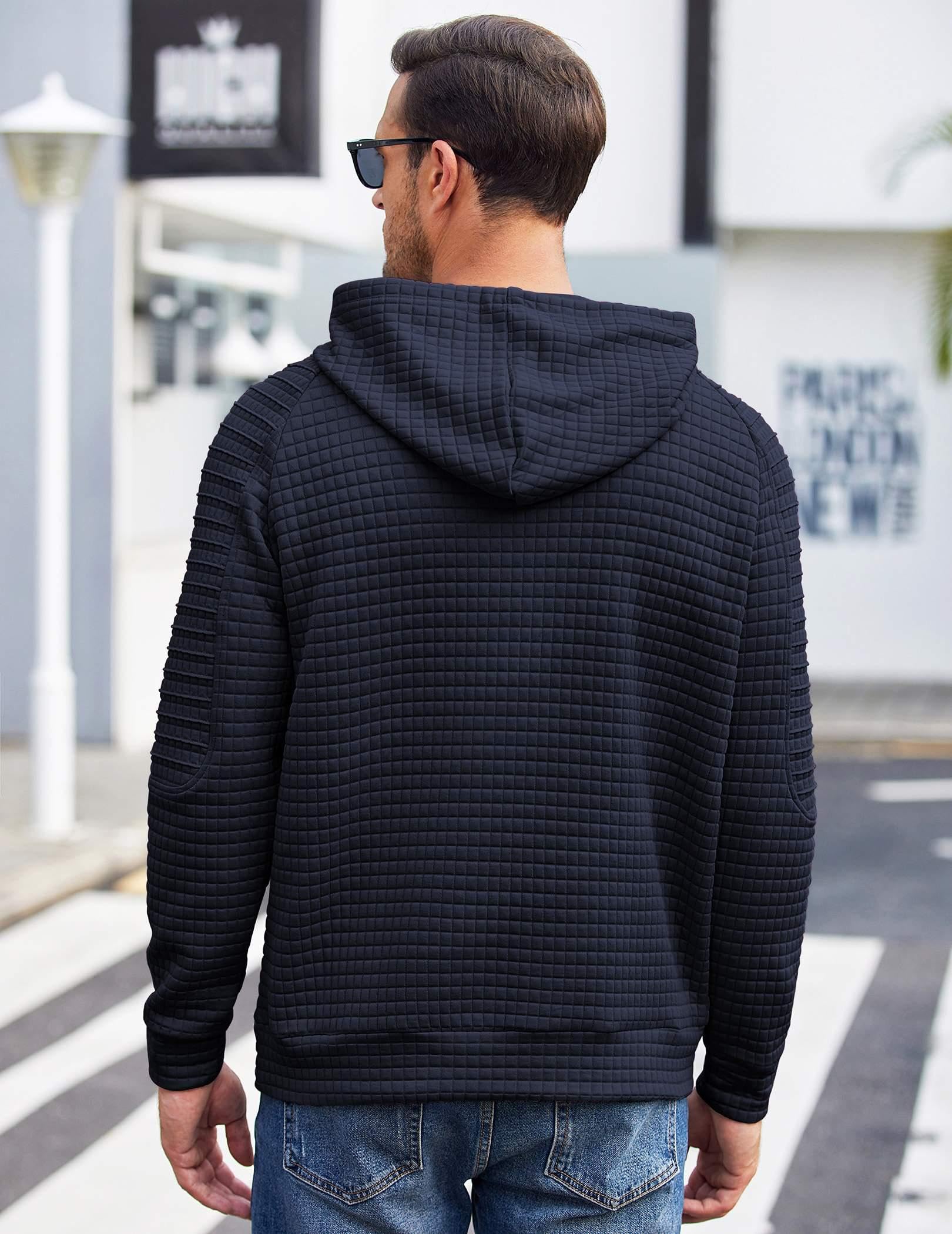COOFANDY Men's Pullover Hoodie - Long Sleeve Casual Waffle Knit Sweatshirt with Kangaroo Pocket & Drawstring Hood | Perfect for Outdoor Activities, Lounge Wear & Street Fashion