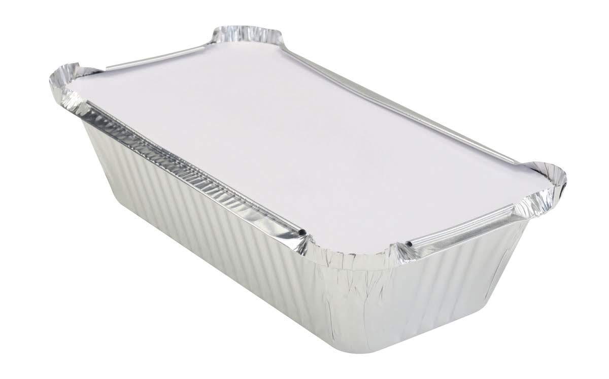 KitchenDance Disposable Aluminum Loaf Pans with Lids - 1.5 lb Rectangular Foil Baking Pans for Cakes, Cobblers & Food Storage - Heavy Duty 1650 Silver Pans (Pack of 500) - Perfect for Home Baking, Meal Prep & Party Catering