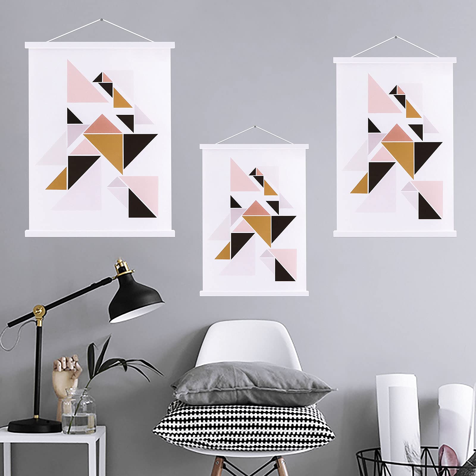 Ywlake Magnetic Poster Hanger Kit - 24 Inch Wooden Frame for 24x36, 24x18, 24x32 Posters - Easy Wall Mounting for Maps, Canvas Art & Prints (White) - Perfect for Home, Office & Classroom Decor