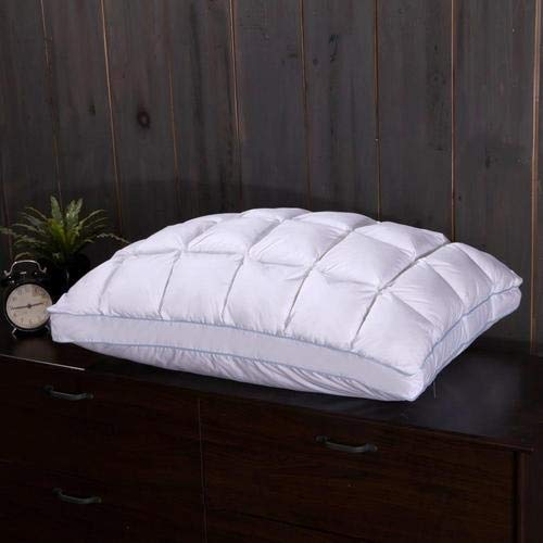 Luxury Firm French Bread Pleated Goose Down Pillow - 600 Thread Count Standard/Queen Size for Side Sleepers & Neck Support - Perfect for Bedroom, Hotel, and Travel Use