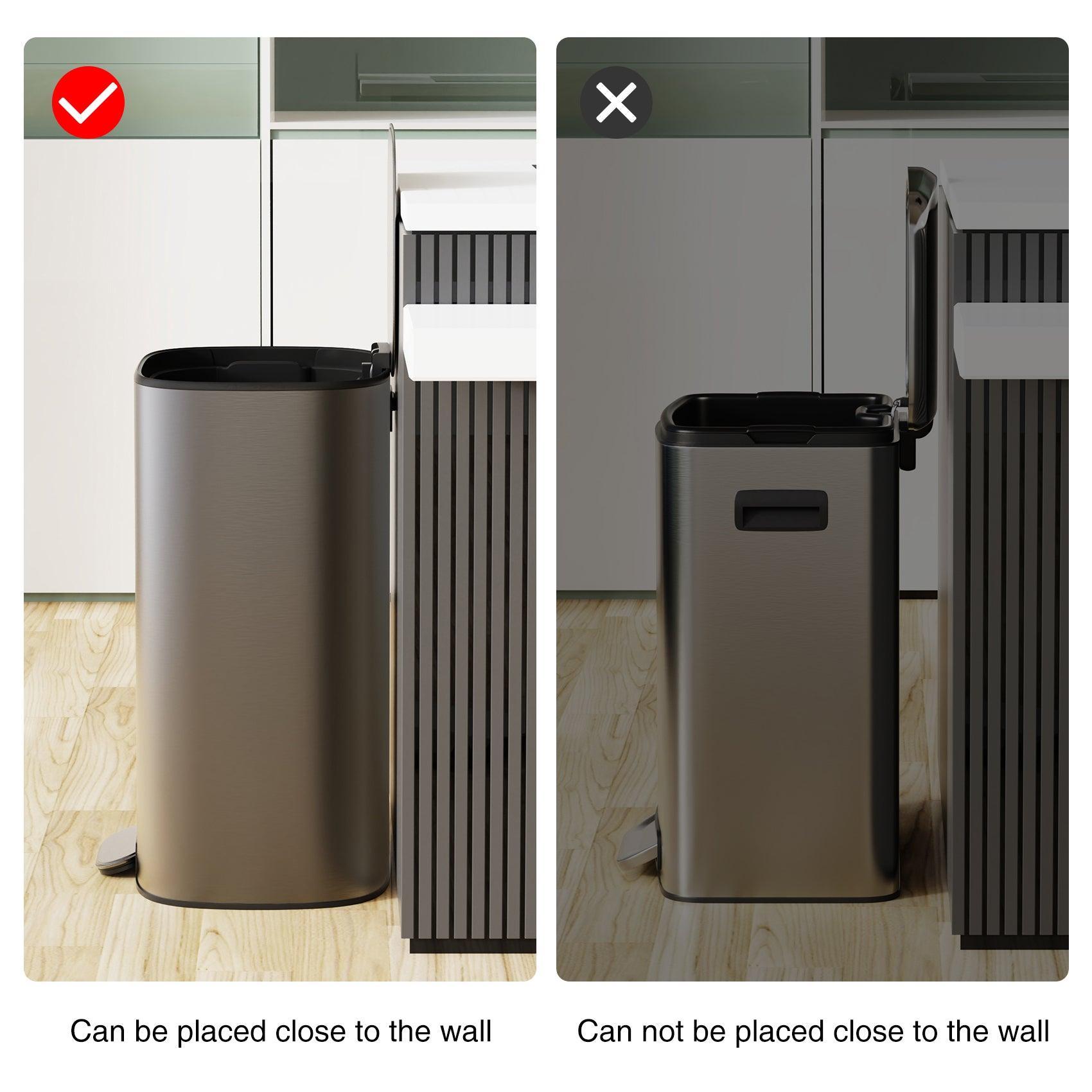 13 Gallon 50L Stainless Steel Step Trash Can with Soft Close Lid - Hands-Free Foot Pedal Kitchen Garbage Bin for Home, Office & Restaurant Use
