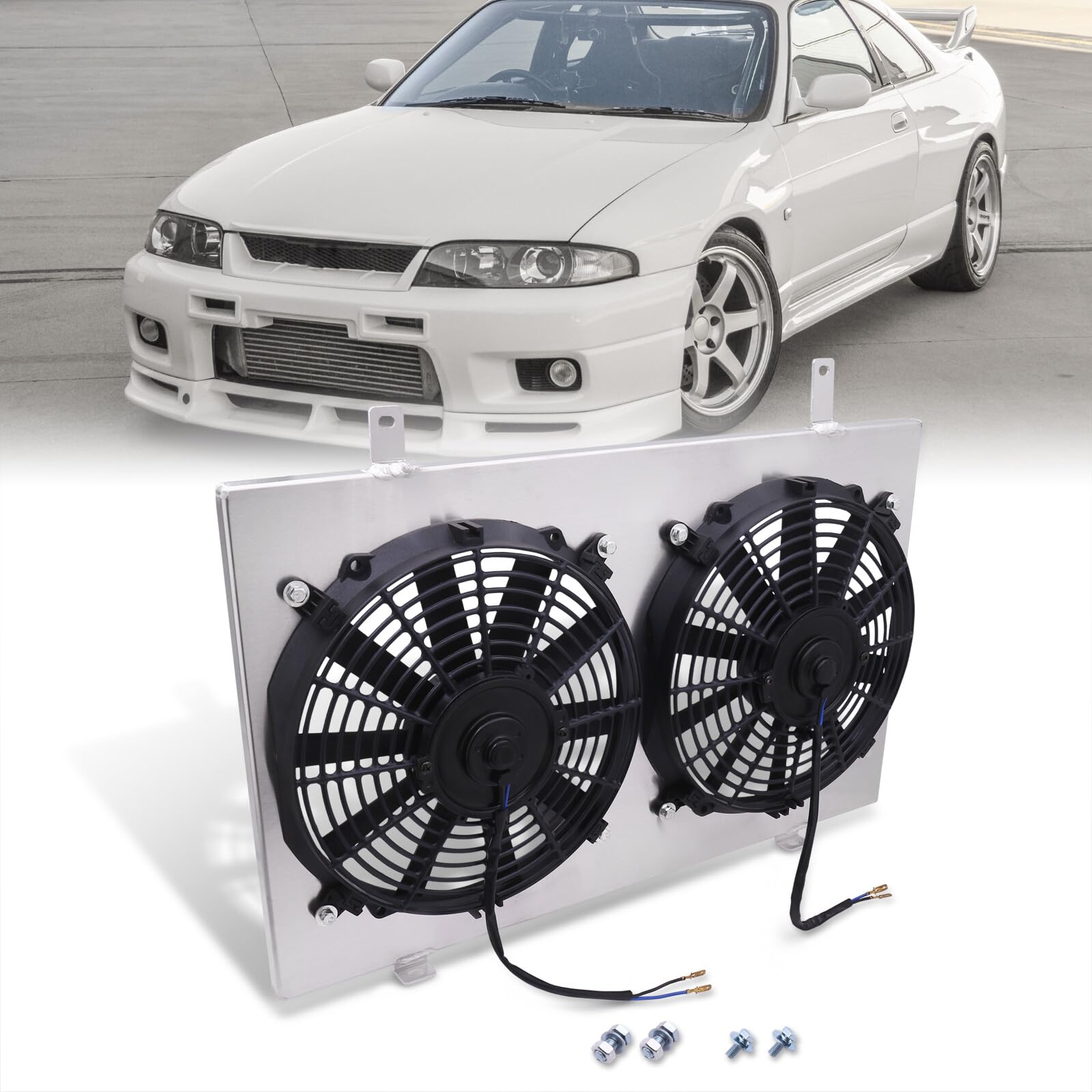 Upgraded JDM Manual MT Transmission Aluminum Radiator with Dual 12