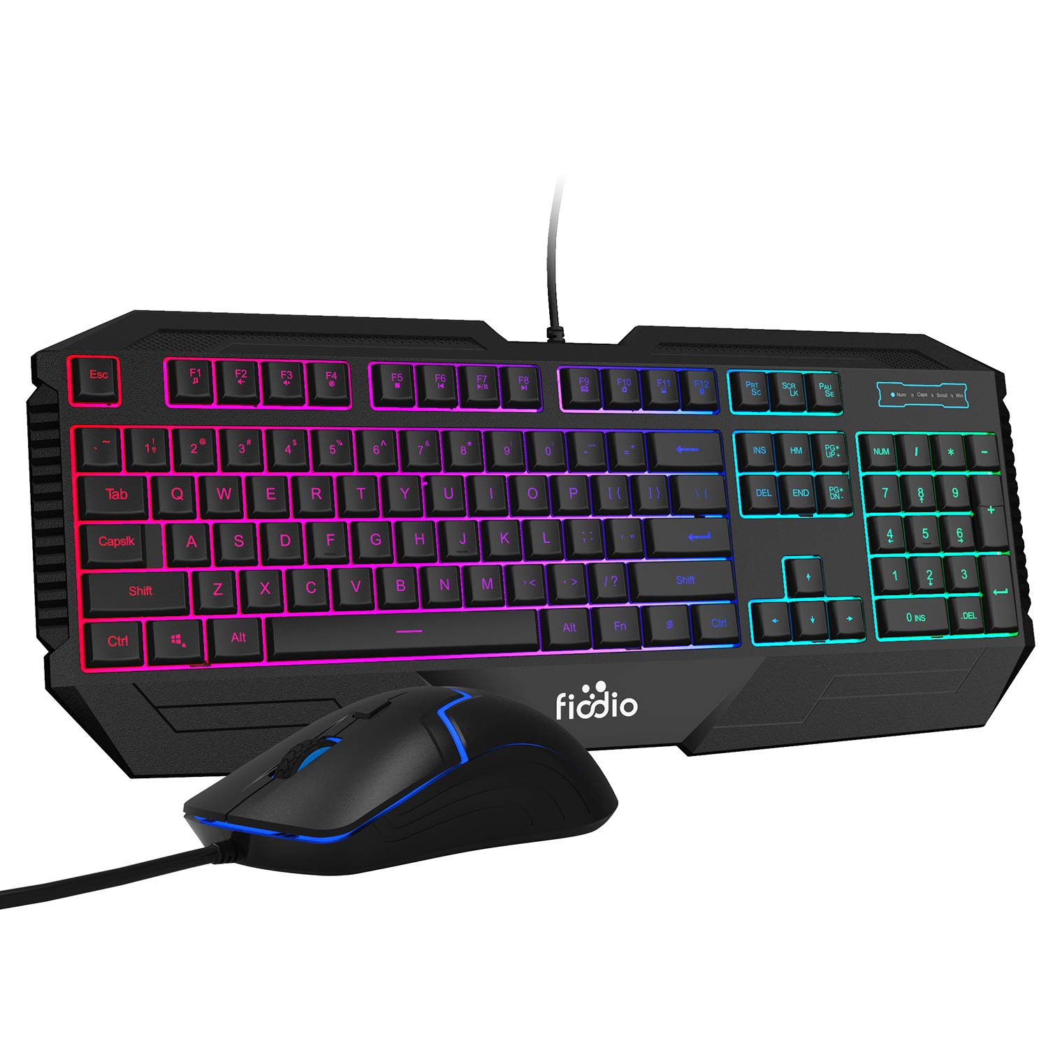 Rainbow Gaming Keyboard & Mouse Combo - 104 Keys, 1600 DPI for PC Gamers - Perfect for Esports & Office Work