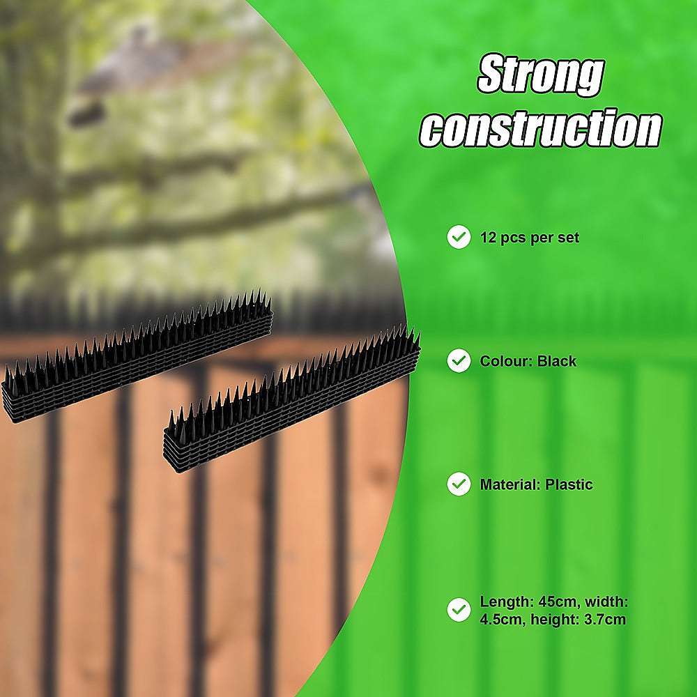 12 Pack Bird Spikes - Stainless Steel Anti-Pest Spikes for Birds, Cats, Possums & Rodents - Durable Outdoor Pest Deterrent for Roofs, Fences & Walls | Perfect for Home, Garden & Commercial Use