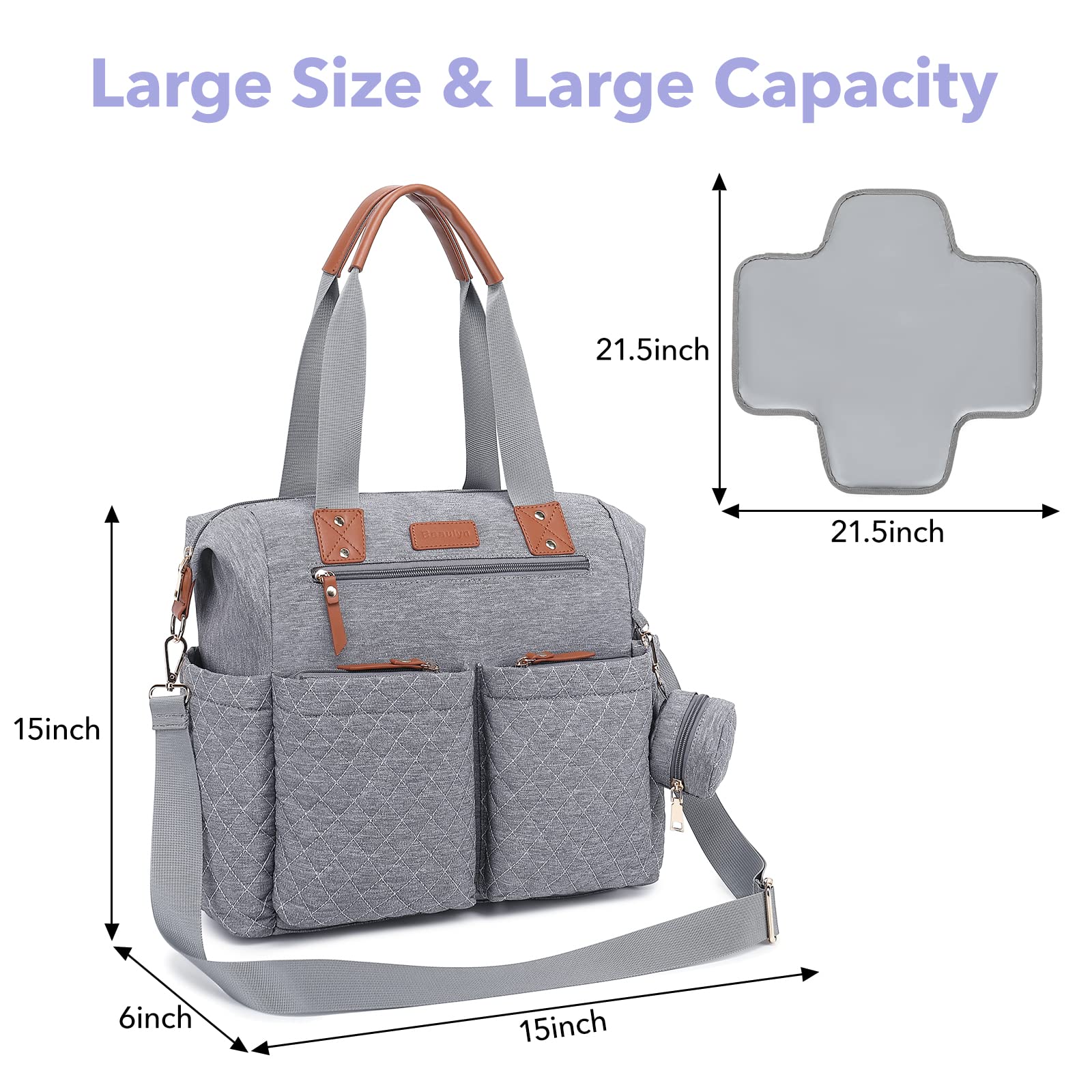 Large Capacity Diaper Bag Backpack for Women & Men - Waterproof Baby Tote with Pacifier Case & Changing Pad - Perfect Travel Diaper Bag for New Moms & Dads - Ideal for Daycare, Airport Travel & Family Outings
