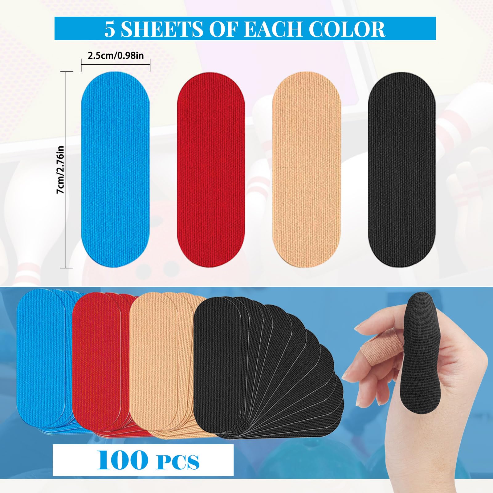 100Pcs Bowling Finger Tape for Bowlers - Premium Thumb & Finger Protection Tape for Bowling Balls - Sports Grip Tape for Enhanced Performance & Comfort - Perfect for League Play, Practice & Tournaments