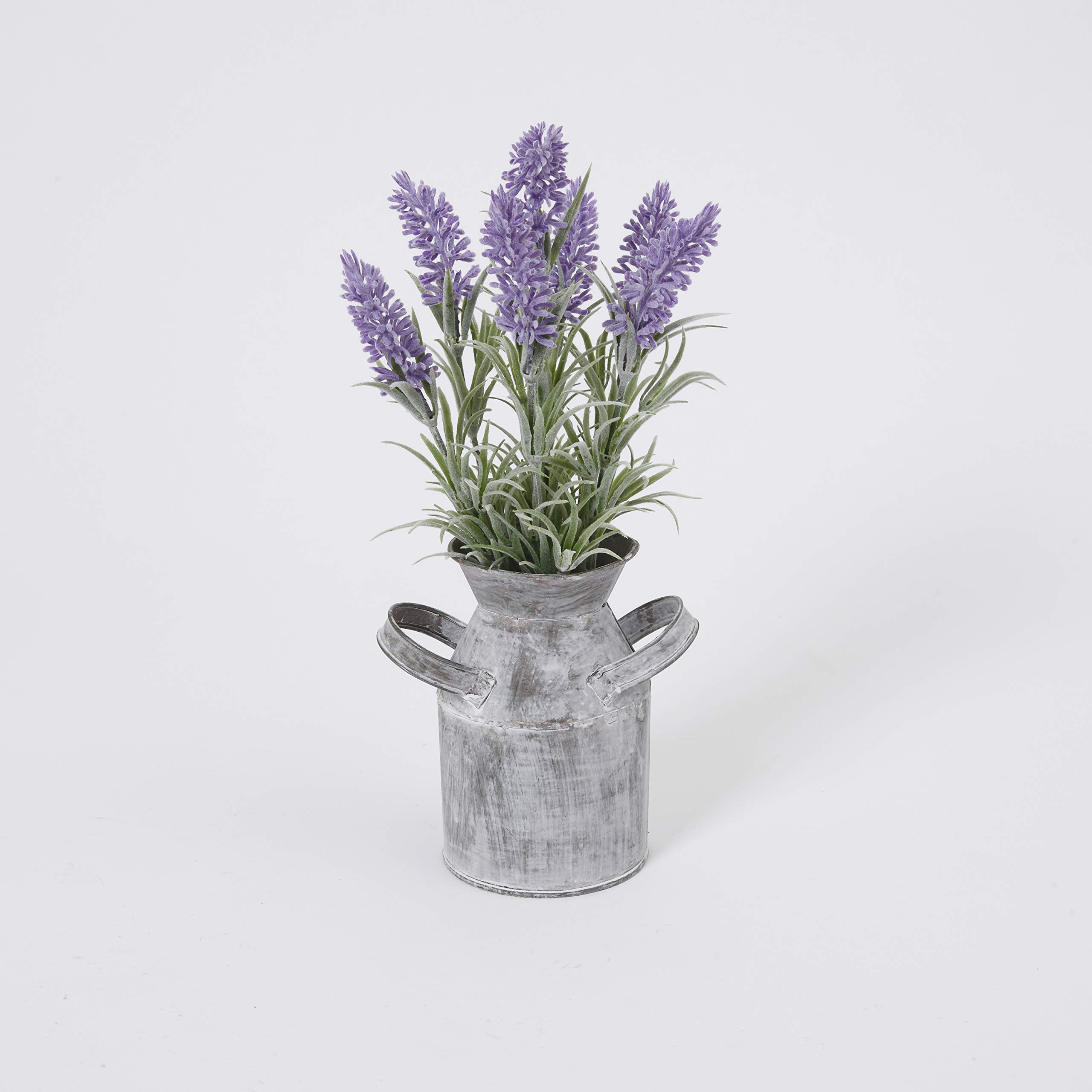 Gerson 2385810 11.75 Inch Lavender in Vintage Metal Milk Can - Rustic Home Decor, Farmhouse Centerpiece for Living Room, Kitchen, or Outdoor Garden