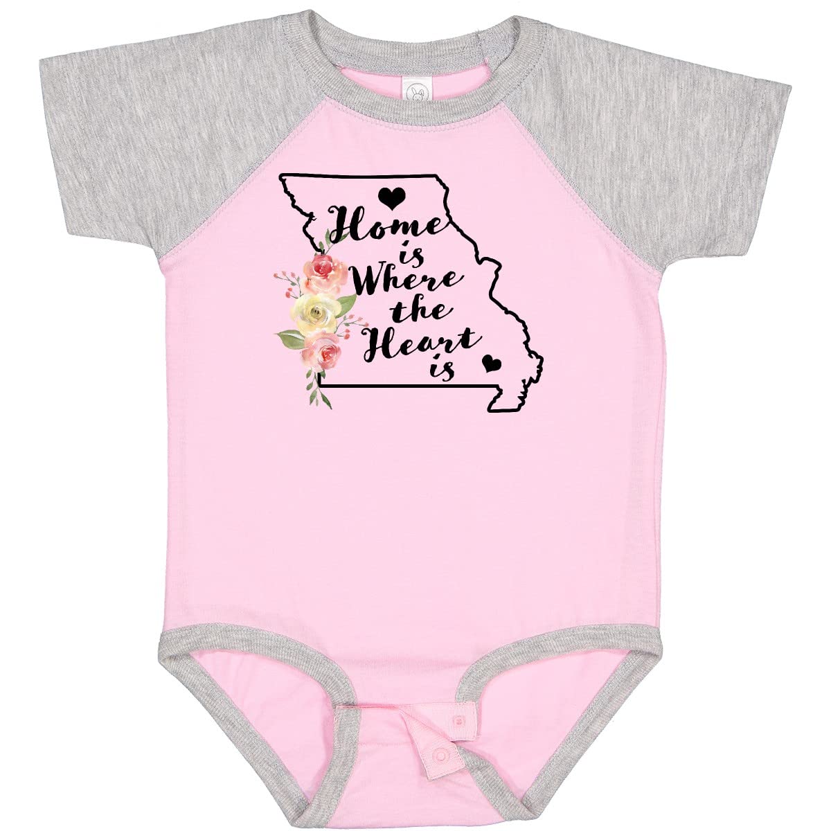 Inktastic Missouri Home is Where The Heart is Watercolor Baby Bodysuit - Soft Cotton Onesie for Newborns, Infants & Toddlers - Perfect for Family Photos, Holidays & Everyday Wear