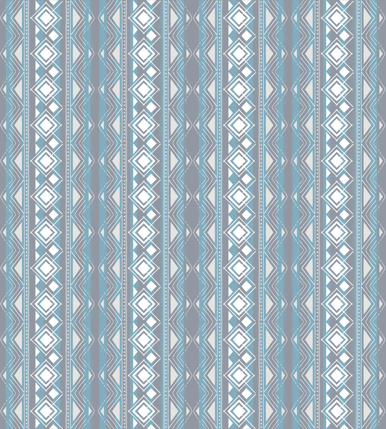 Ambesonne Tribal Duvet Cover Set King Size - Moroccan Geometric Border with Dots & Triangles Design - 3 Piece Bedding Set Includes Duvet Cover & 2 Pillow Shams - White Pale Blue & Grey - Perfect for Bohemian & Eclectic Bedroom Decor