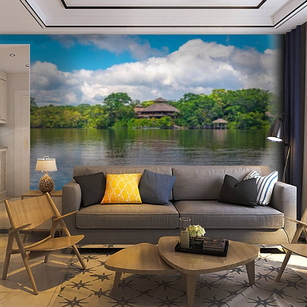 Amazon Rainforest Lodge Wall Mural - Self Adhesive Peel & Stick Wallpaper - Removable Tropical Jungle Wall Decor for Living Room, Bedroom, Nursery | Easy DIY Home Craft Decal & Wall Sticker