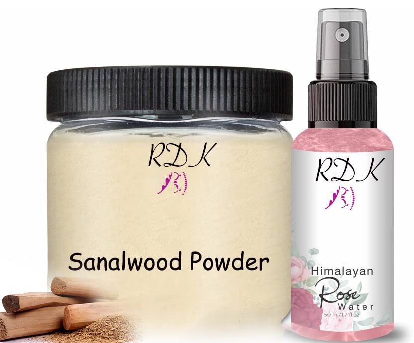 RDK Sandalwood Face Mask Powder for Skin & Body Care - 100% Pure White Sandalwood with Rose Water (Gulab Jal) - 25g Pack for Glowing Skin, Acne Treatment & Relaxation | Perfect for Spa Days, Ayurvedic Skincare & DIY Beauty Routines