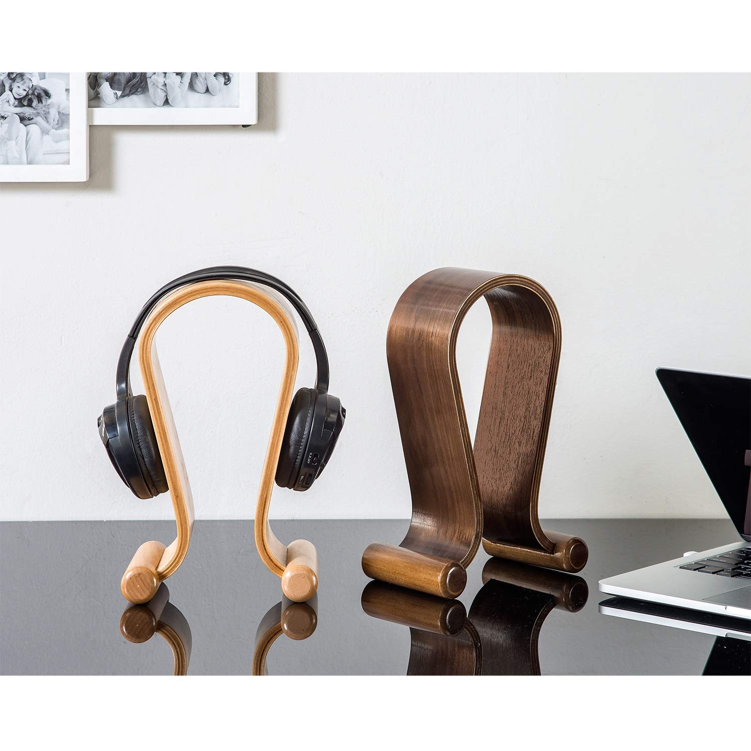 Premium Wooden Headphone Stand MC-815W - Universal Gaming Headset Holder with Vintage Design (10.1