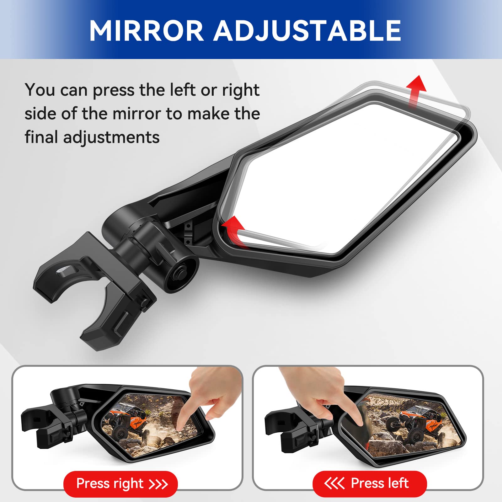 UTV Side Mirrors - TXZSXS Adjustable Roll Bar Mount Mirrors (1.5