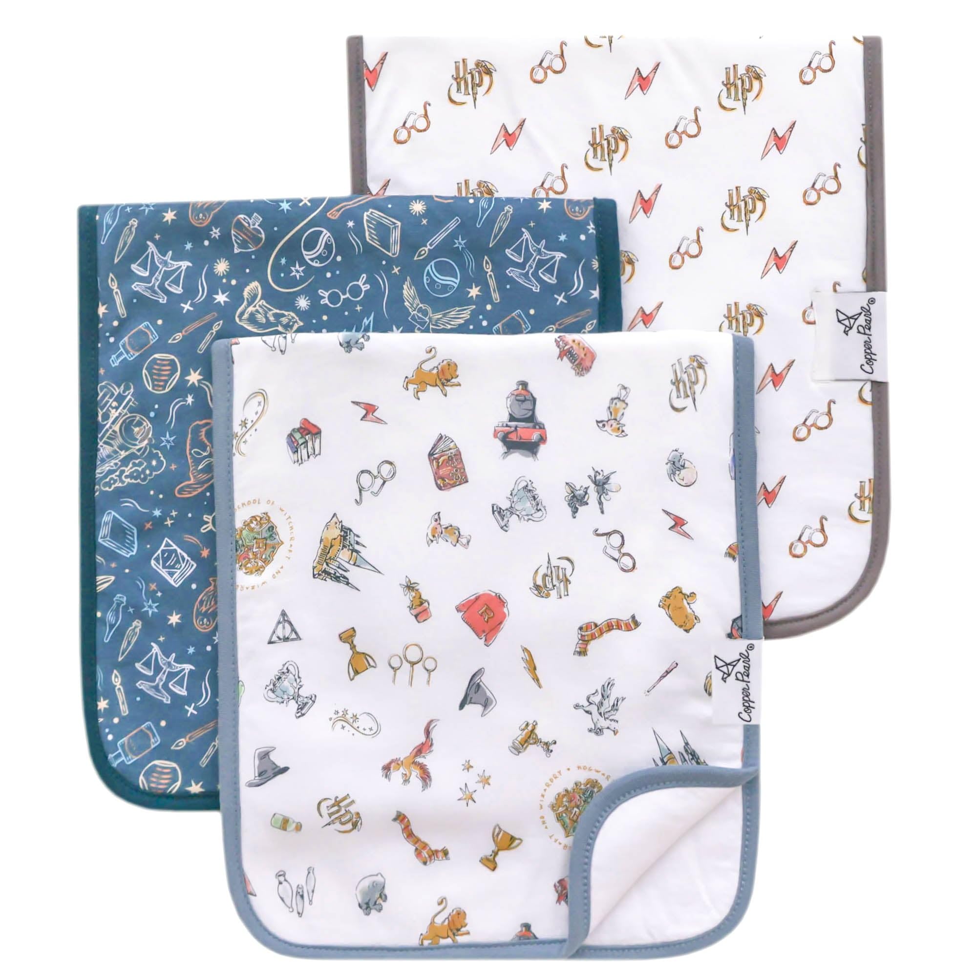 Premium Baby Burp Cloths - 3-Pack Extra Soft Cotton Spit Up Rags with 3 Absorbent Layers, 21