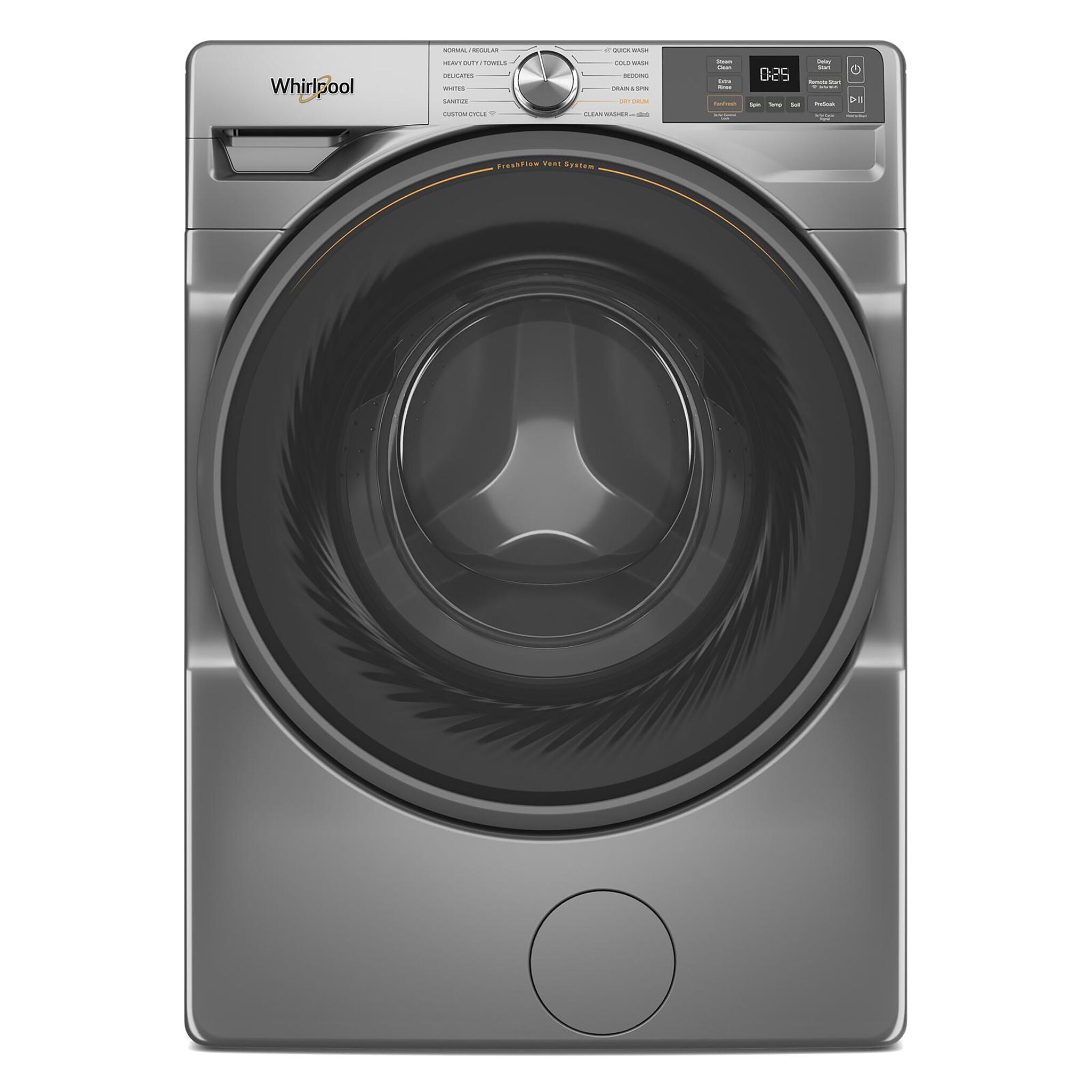 Whirlpool 5.2 Cu.Ft. Silver Front Load Washing Machine with FreshFlow™ Vent System - Model WFW5720RR - Energy Efficient Laundry Solution for Homes & Apartments