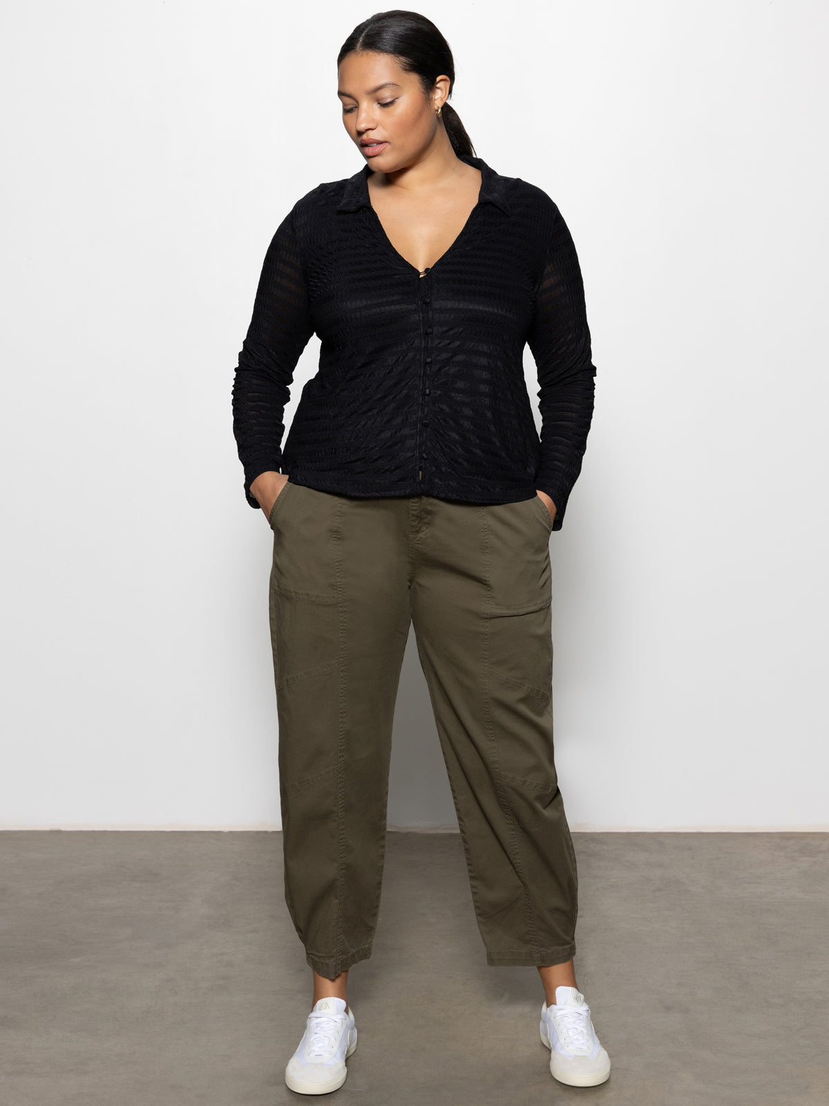 Black Mesh Lace Shirt for Women - Plus Size & Extended Sizing - Elegant Lace Top for Casual Wear, Date Night & Special Occasions