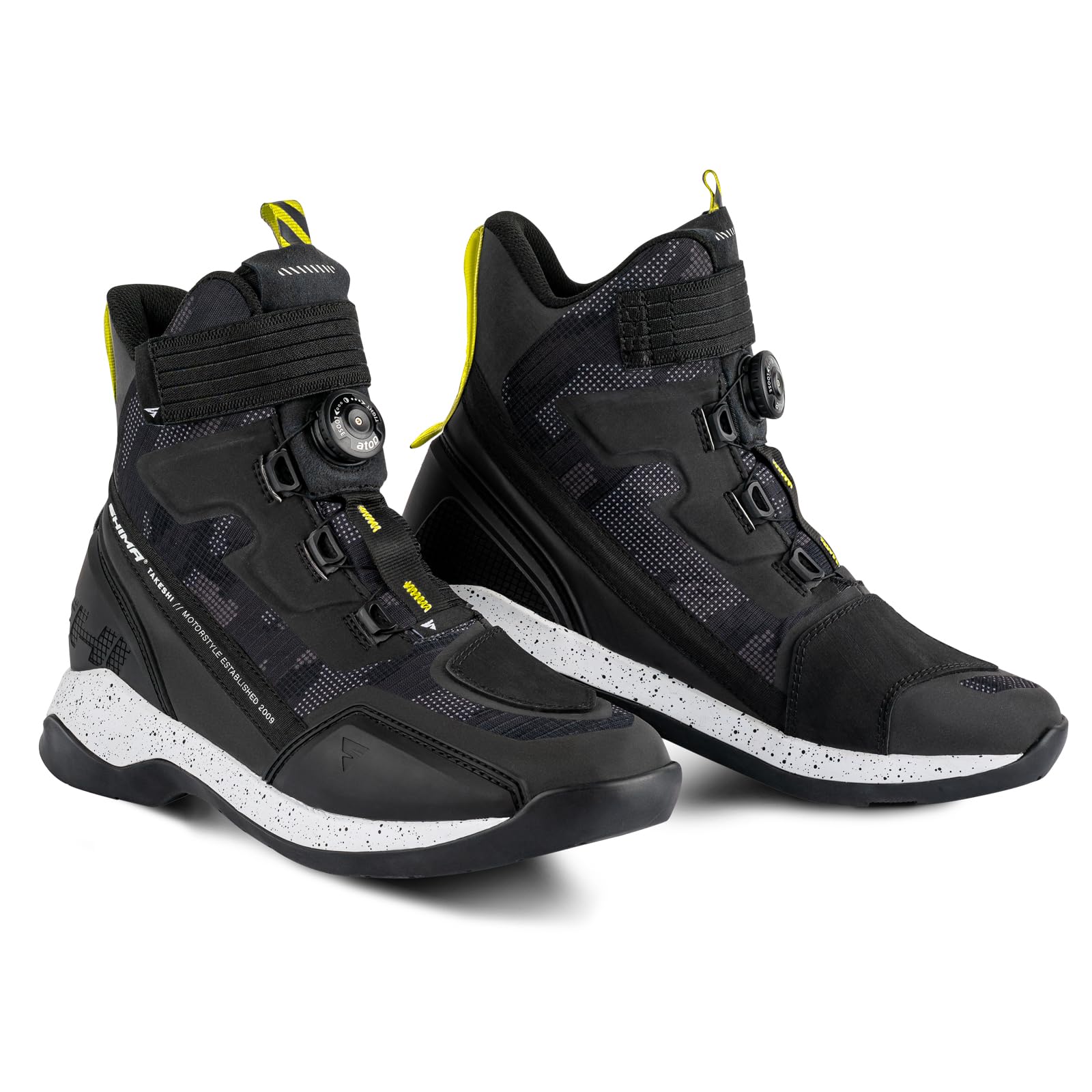 SHIMA TAKESHI VENT Men's Motorcycle Riding Shoes - Breathable Street Bike Shoes with ATOP Closure System, Ankle Support, Anti-Slip Sole & Gear Pad | Camouflage Design Size 10.5 | Perfect for Urban Commuting & Long-Distance Motorcycle Tours