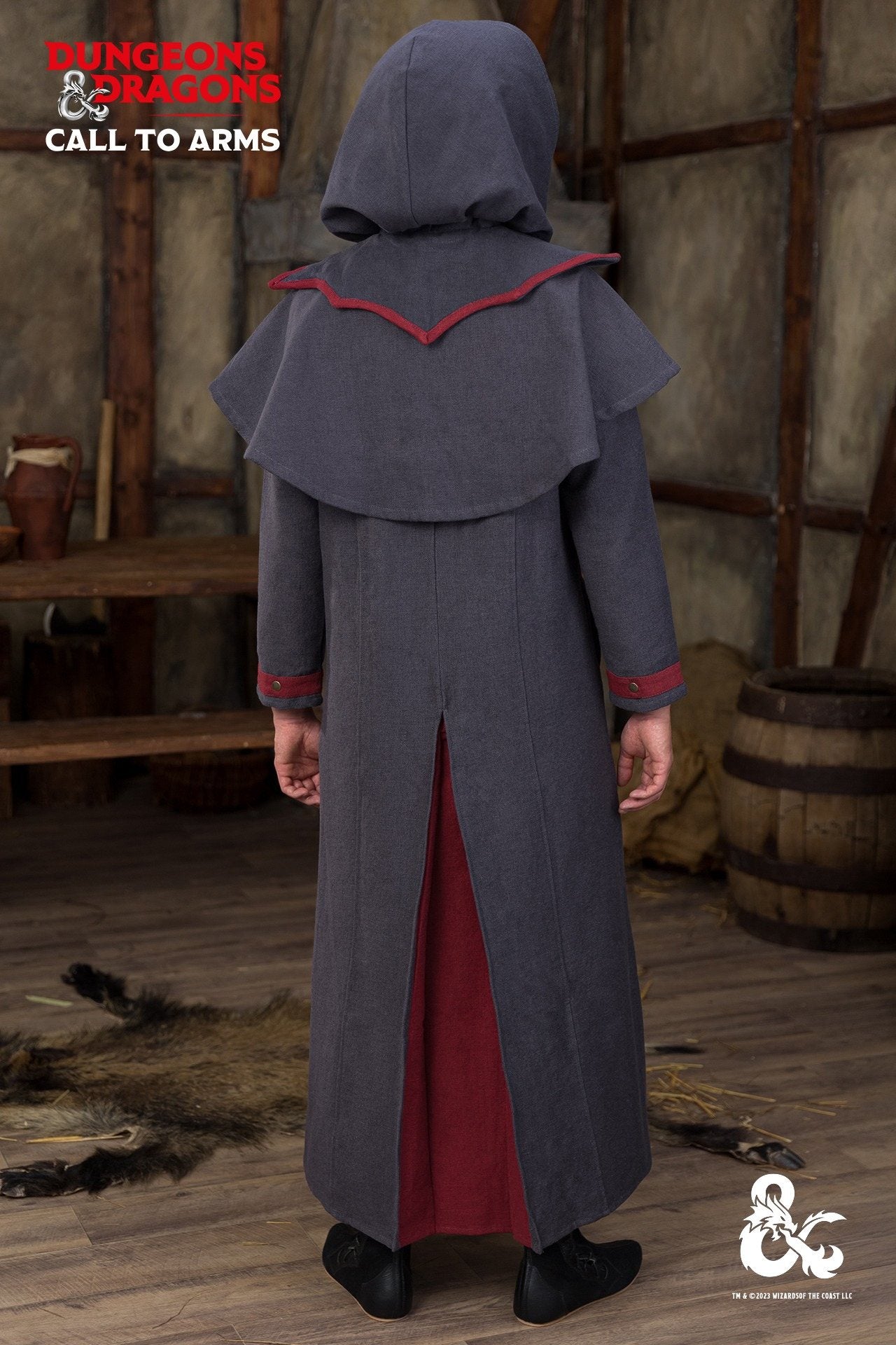 Dungeons & Dragons Warlock Costume Set - Grey & Red Medieval Fantasy Roleplay Outfit for Cosplay, LARP & Halloween