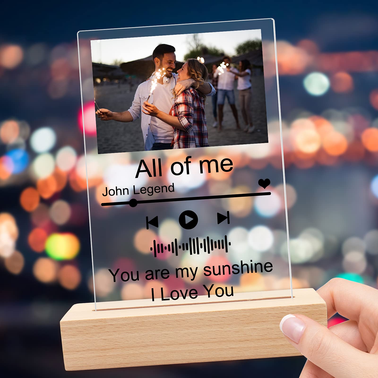 Personalized LED Night Light with Custom Music Photo Album - Acrylic Glass Art Lamp for Mother's Day, Birthday, Wedding Anniversary - Perfect for Bedroom Decor, Nursery, Romantic Gifts & Home Ambiance