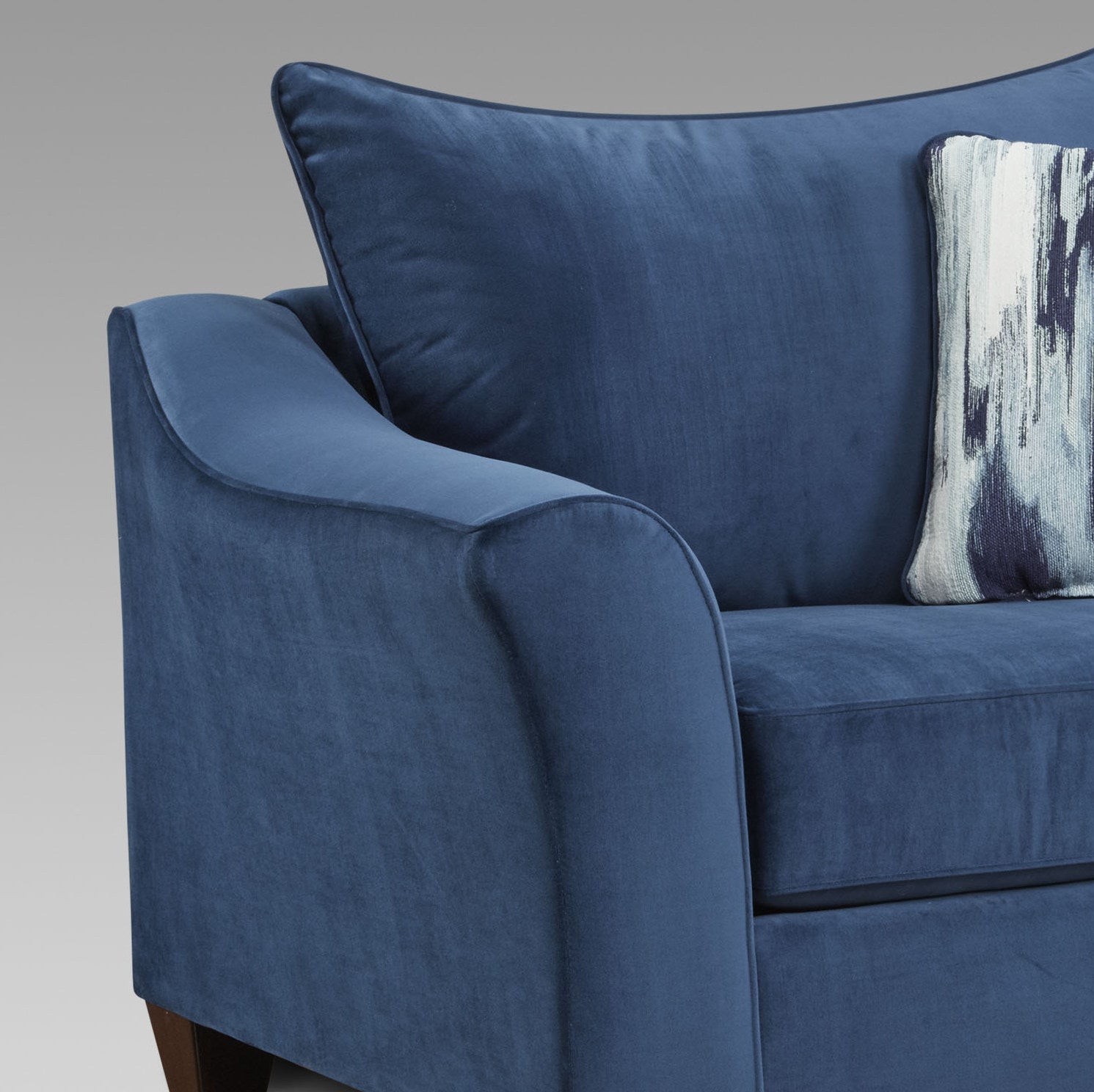 Navy Blue Camero Fabric Pillowback Loveseat - Comfortable Small Sofa for Living Room, Apartment & Cozy Spaces